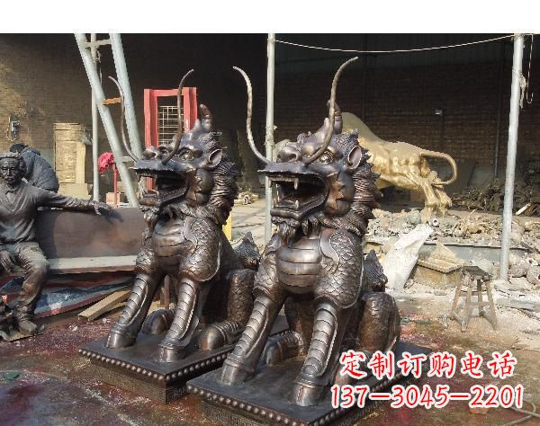 重庆中领雕塑打造精美辟邪麒麟铜雕