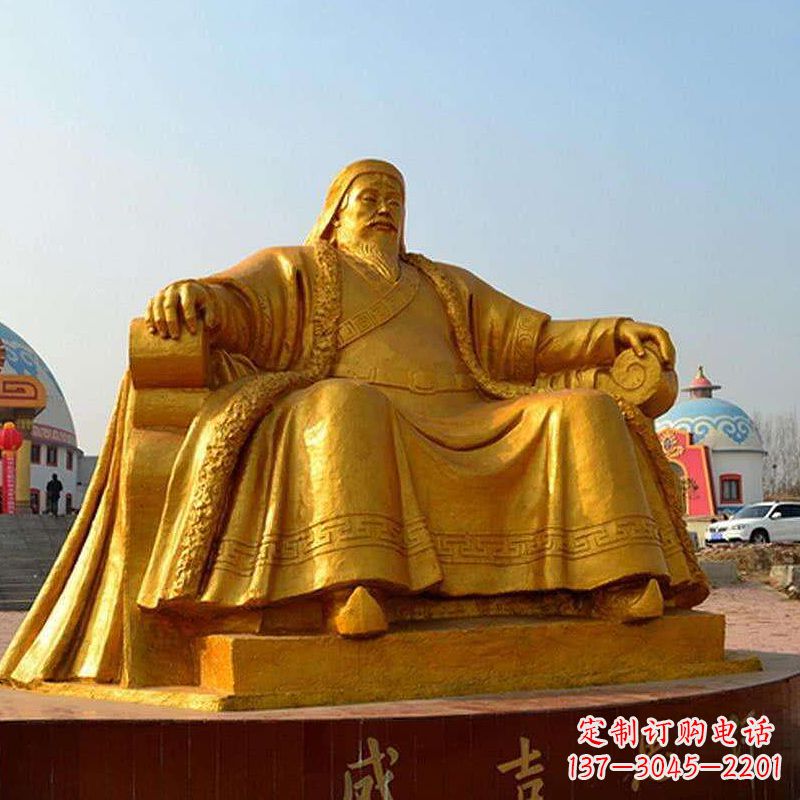 重庆雕刻古代传奇军事家成吉思汗铜雕像