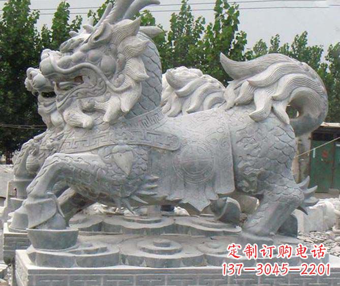 重庆古典麒麟招财神兽石雕,传承古典非凡财富之美