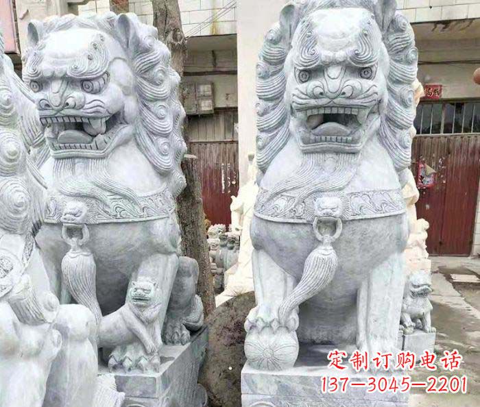 重庆企业景观大理石狮子石雕 (2)