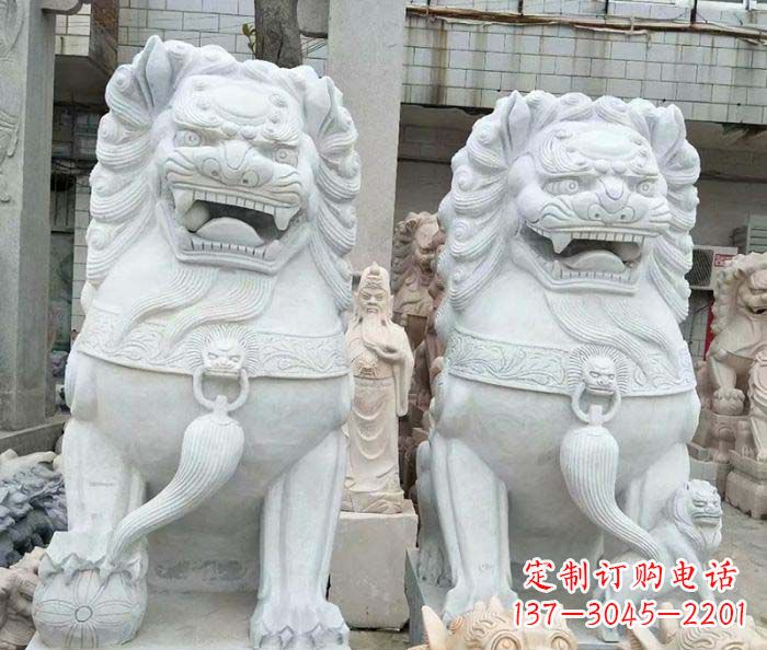 重庆企业景观大理石狮子石雕 (3)