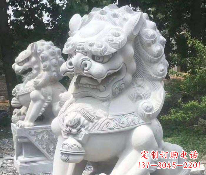 重庆企业景观大理石狮子石雕 (4)