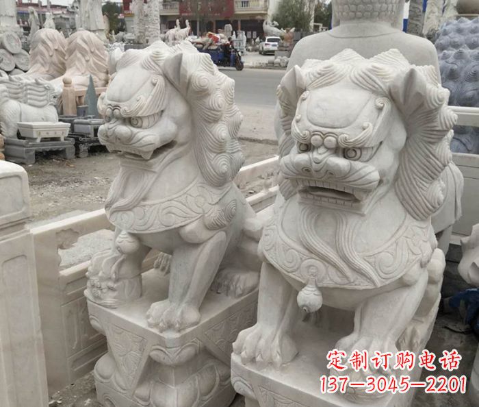 重庆企业景观大理石狮子石雕 (6)