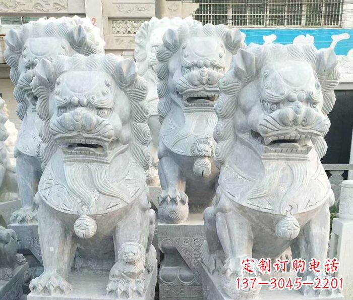 重庆企业景观大理石狮子石雕 (8)