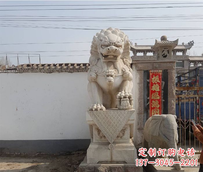 重庆企业景观大理石狮子石雕 (9)