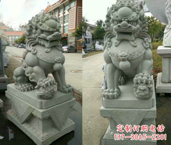 重庆企业景观大理石狮子石雕 (12)