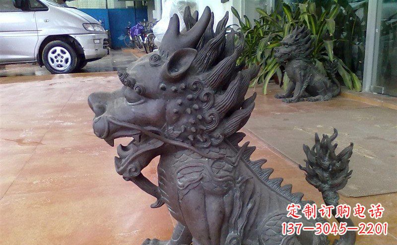 重庆企业门口麒麟铸铜神兽铜雕