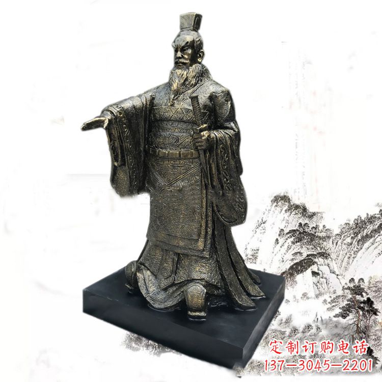 重庆精美秦始皇玻璃钢仿铜雕塑