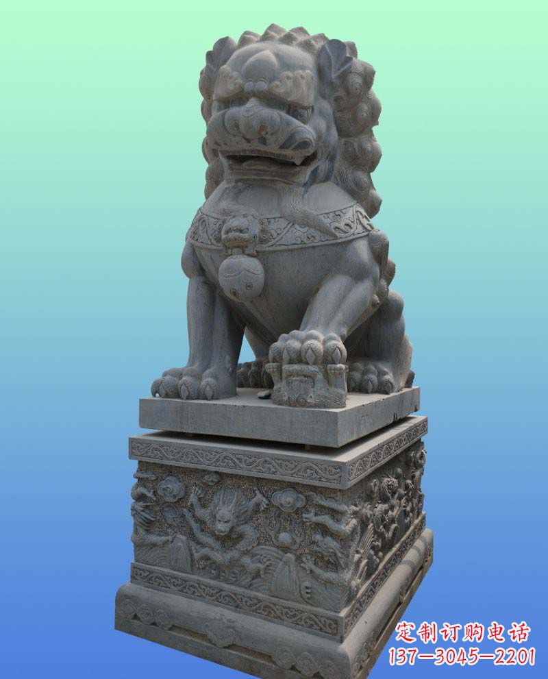 重庆传统工艺与现代美感完美结合的青石狮子雕塑