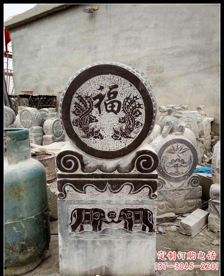重庆青石凤凰浮雕抱鼓石,精致历久弥新