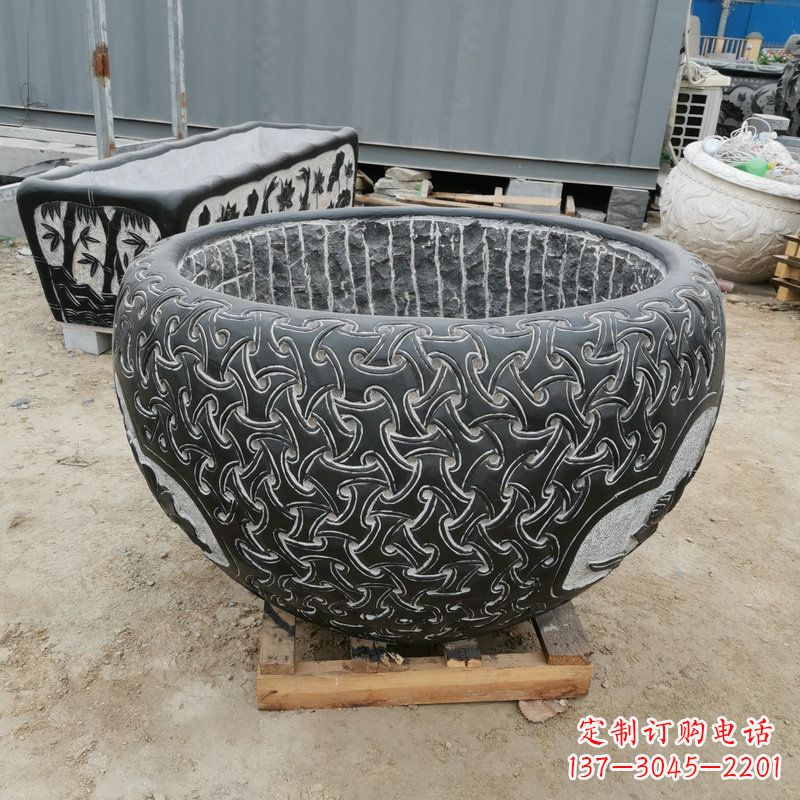 重庆青石复古风花盆雕塑