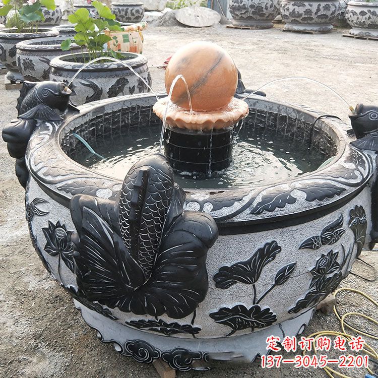 重庆青石鱼缸雕塑,装点您的生活