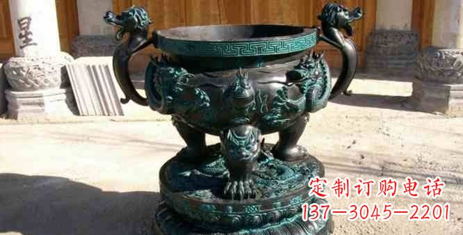重庆精美青铜祭祀圆香炉雕塑