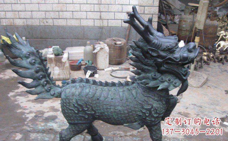 重庆青铜雕制神兽麒麟,艺术匠心之至