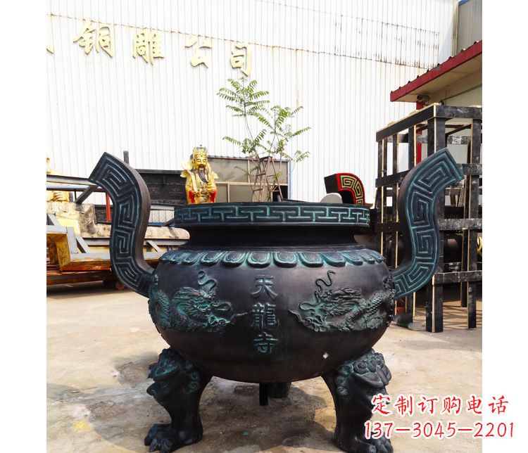 重庆精美青铜寺庙广场香炉雕塑
