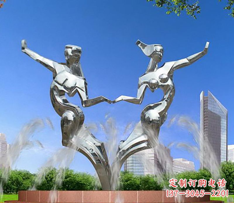 重庆爱情镌刻,不锈钢抽象情侣雕塑