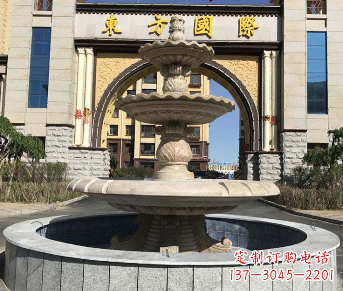 重庆三层欧式喷泉石雕,为小区增添质感