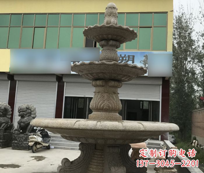 重庆三层砂岩喷泉欧式石雕,定制专属你的雕塑