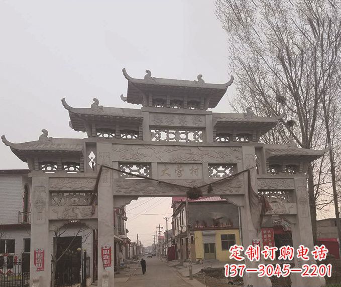 重庆三门五楼牌坊石雕 (3)