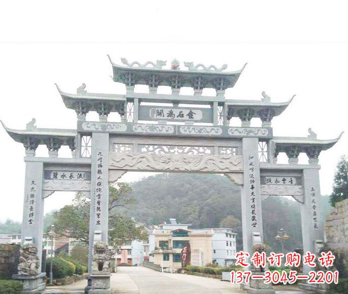 重庆三门五楼石牌坊石雕——精美精致的多层次雕刻