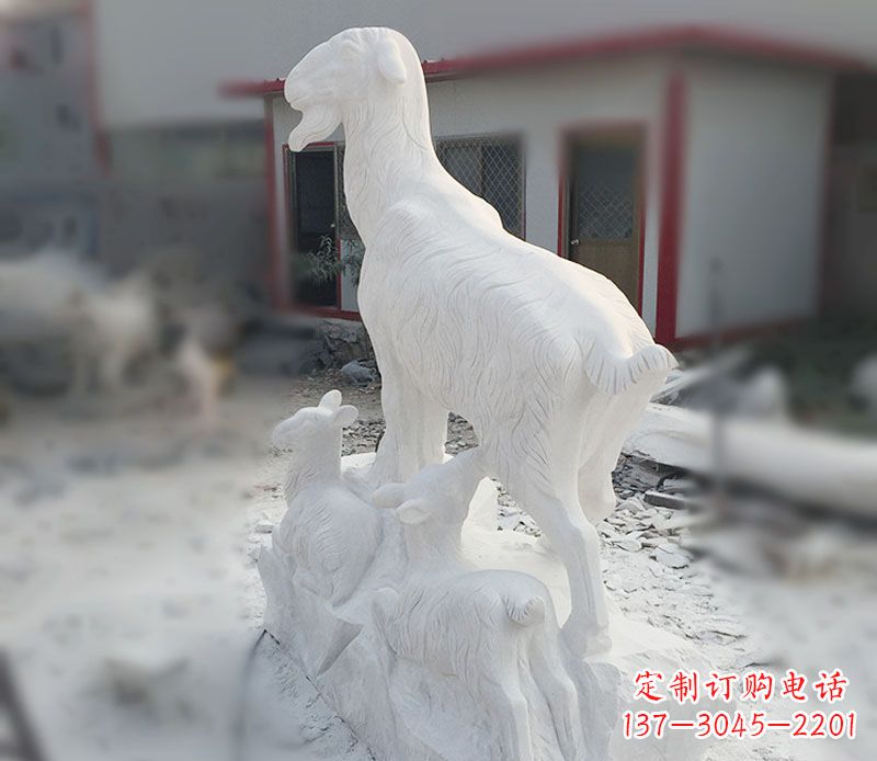 重庆三羊开泰石雕动物摆件,让你的家中充满招财运
