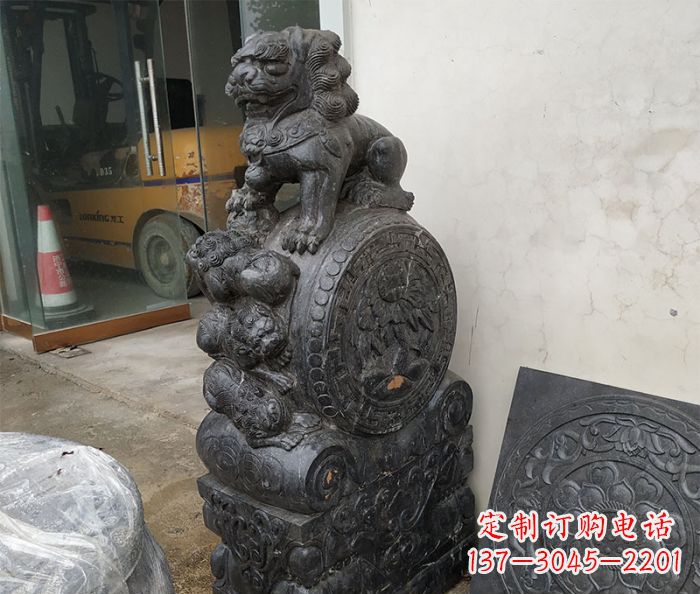 重庆狮子抱鼓石仿古石门墩 (2)