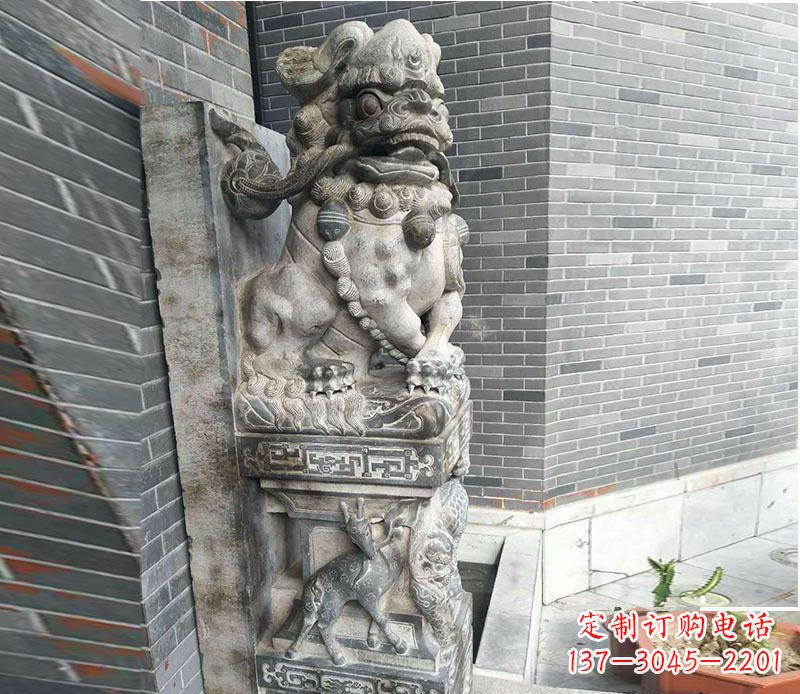重庆狮子抱鼓石仿古石门墩石雕 (3)