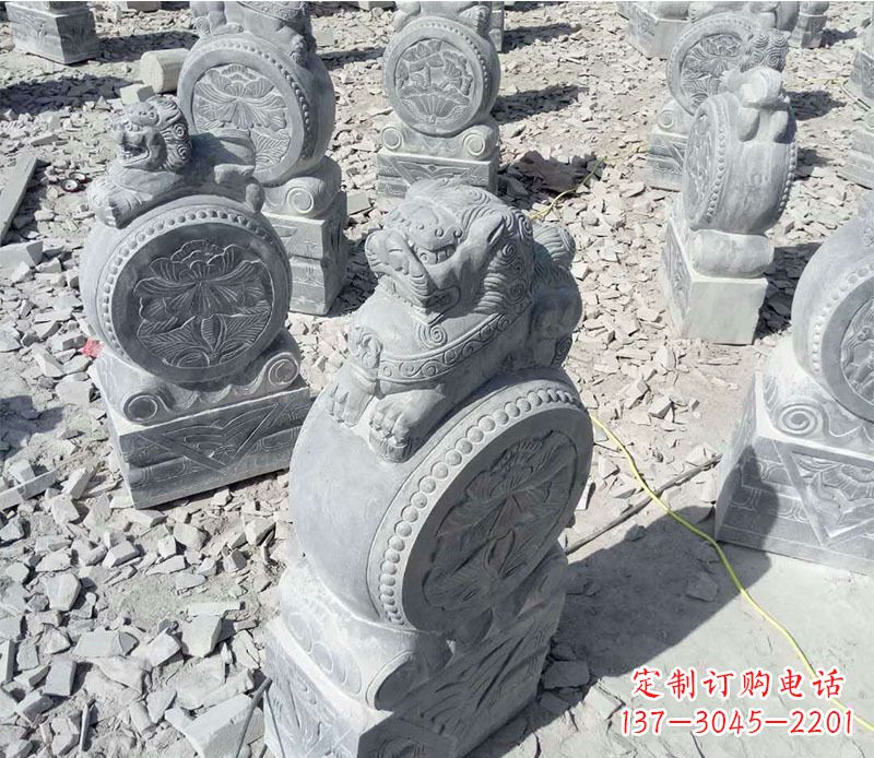 重庆狮子抱鼓石招财门墩石雕,尊贵大气典雅