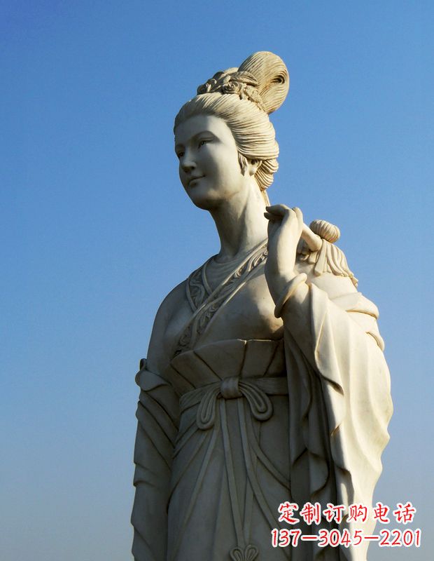 重庆十二花神九月菊花庞苏汉白玉美女雕像