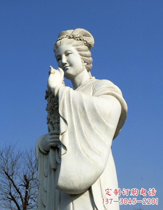 重庆十二花神之三月桃花息夫人汉白玉精美美女雕像