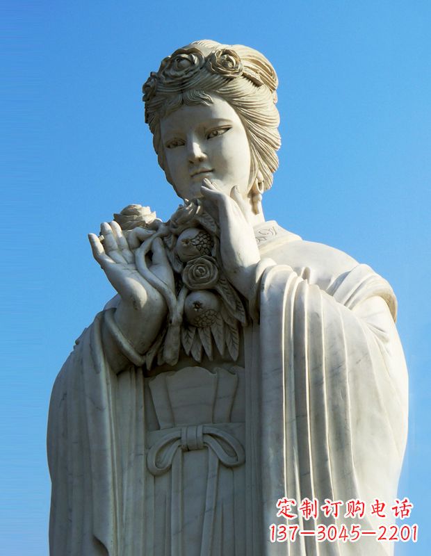 重庆石榴之美——十二花神之五月石榴李氏汉白玉古代美女雕像
