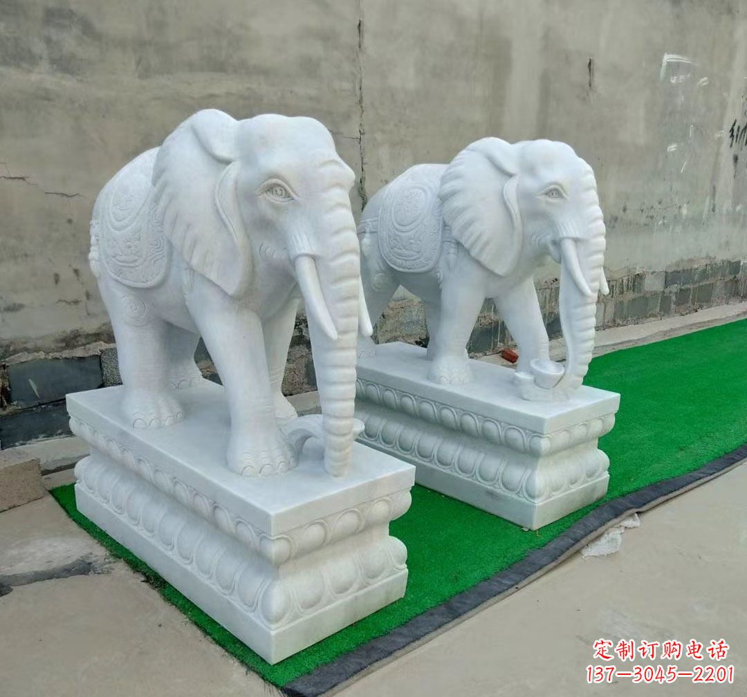 重庆中领雕塑:精美大象汉白玉雕塑