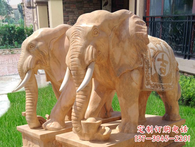 重庆石雕大象风水的精美雕塑