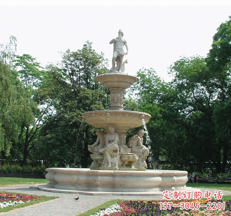 重庆石雕跌水喷泉塑型,给园林增添美感
