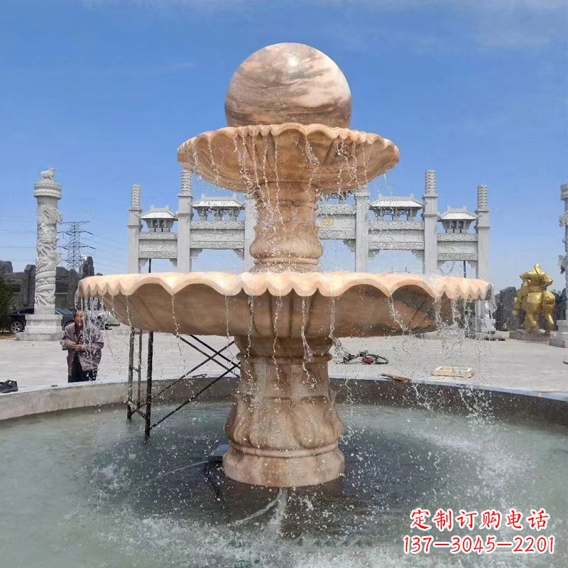 重庆石雕风水球喷泉-景区广场水景装饰雕塑摆件