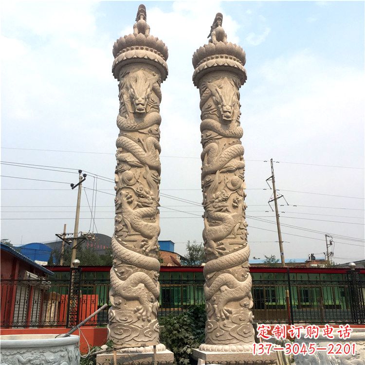 重庆石雕华表盘龙柱,雕塑工艺的精美展示