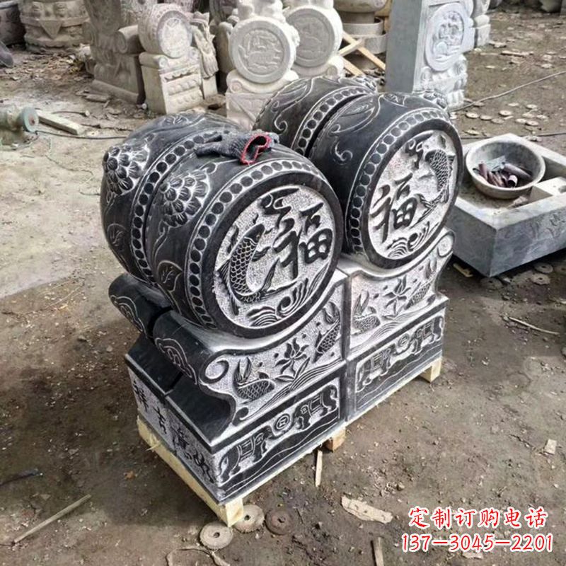 重庆中领雕塑-石雕门墩貔貅抱鼓