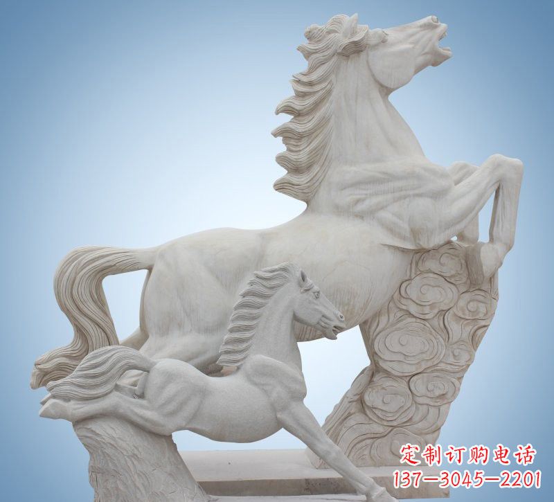 重庆精致石质母子奔马雕塑