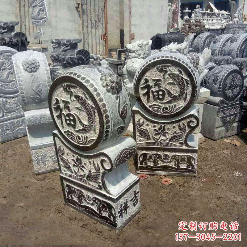 重庆石雕貔貅抱鼓门墩雕塑