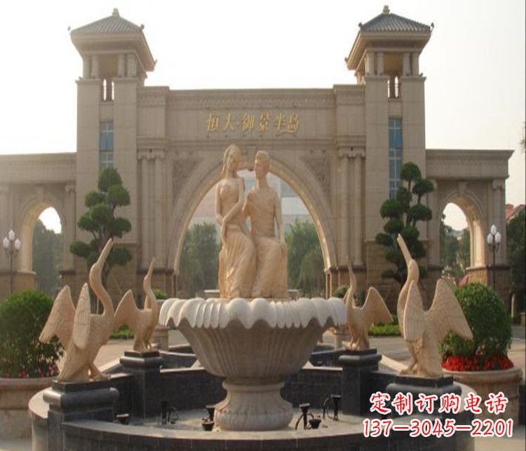 重庆石雕西方人物喷泉雕塑