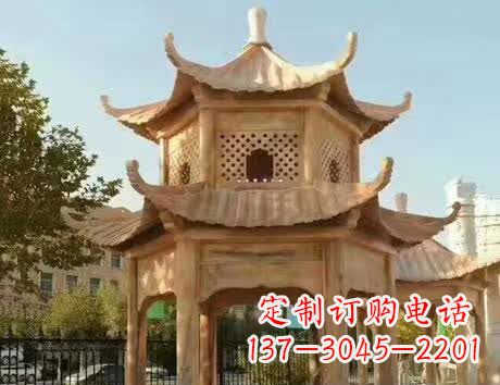 重庆石雕小区景观双层凉亭
