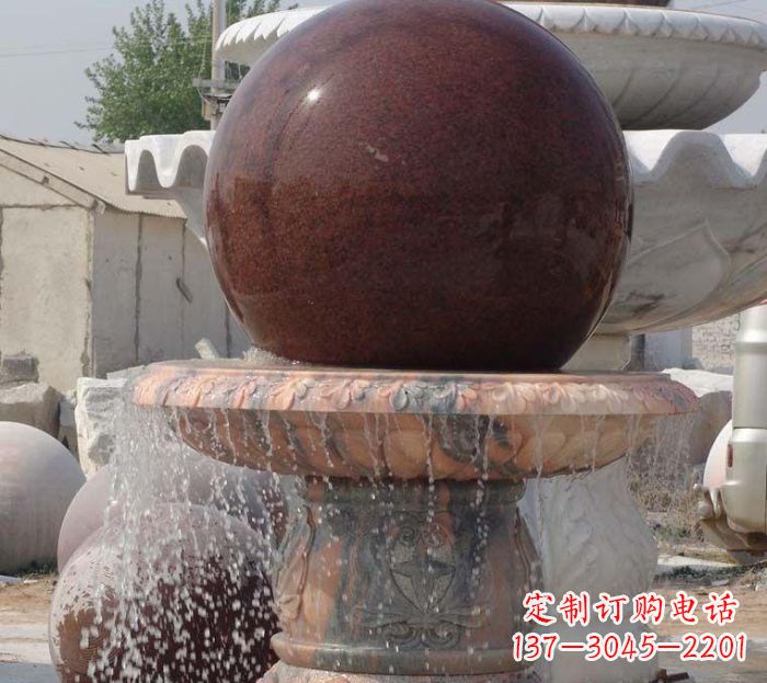 重庆石来运转小型风水球喷泉石雕