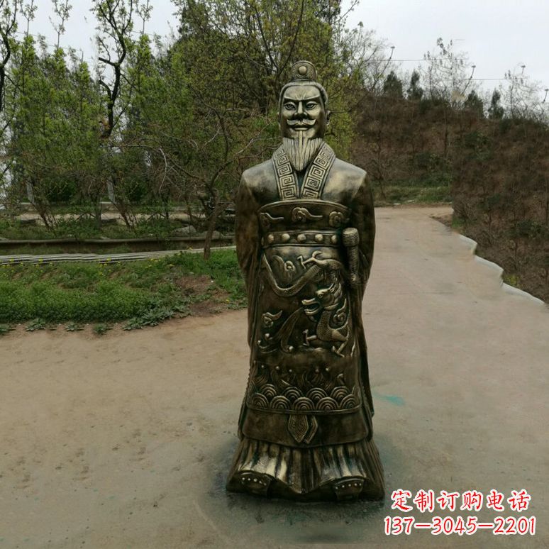 重庆始皇嬴政玻璃钢仿铜雕塑