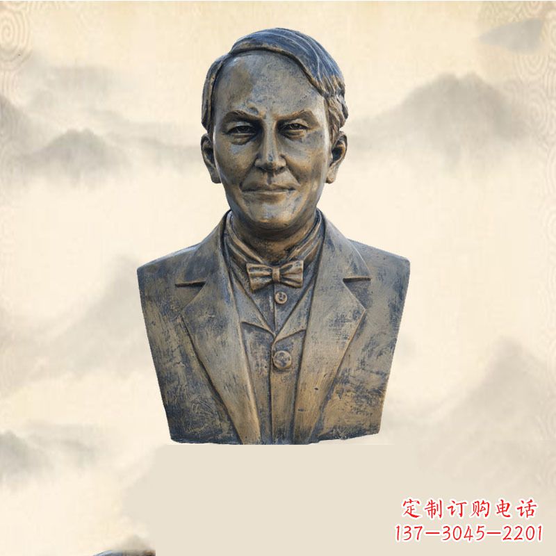 重庆世界名人爱迪生纯铜头像雕塑-学校校园名人系列雕塑