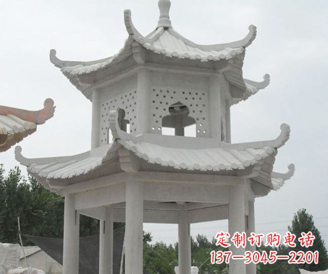 重庆双层大理石凉亭石雕