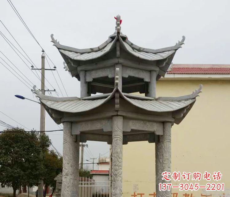重庆双层仿古凉亭石雕 (2)
