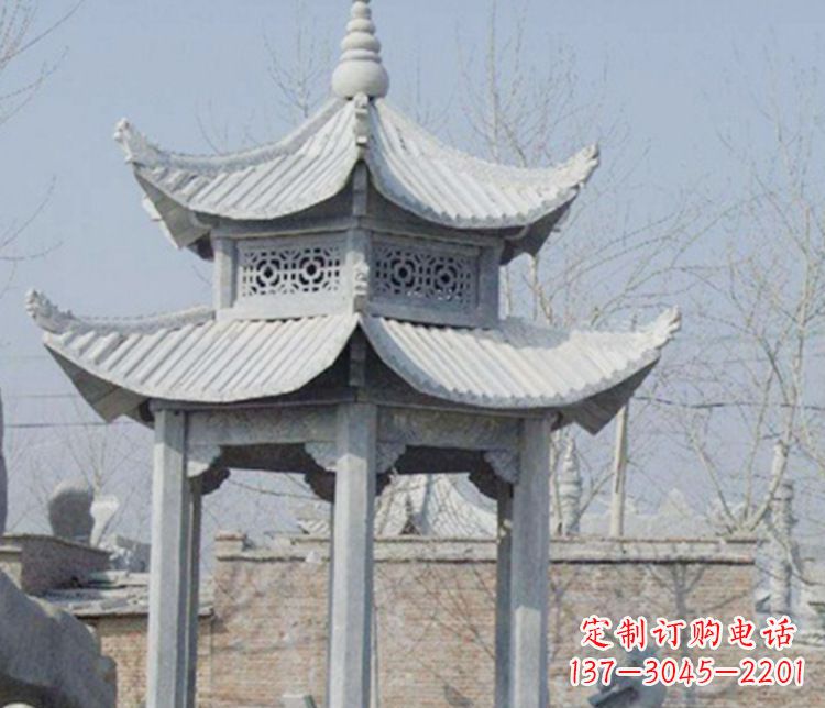 重庆双层仿古六角凉亭石雕