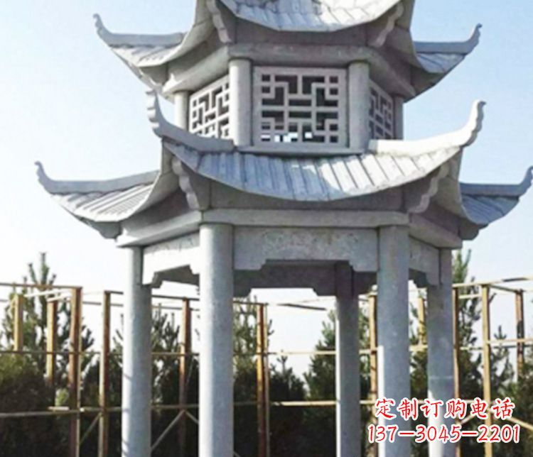 重庆双层仿古石凉亭石雕_2