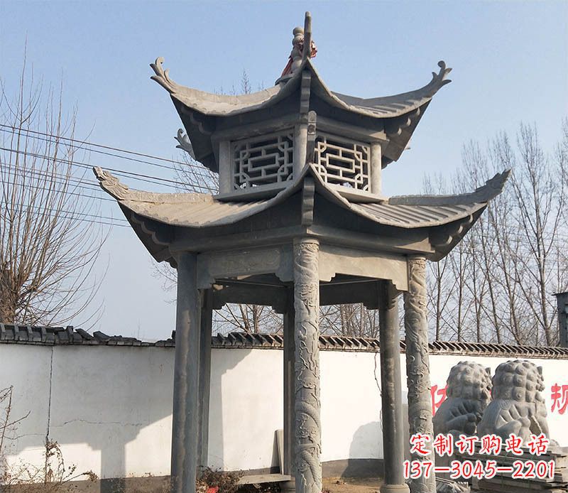 重庆双层户外凉亭石雕 (2)