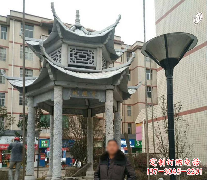 重庆双层六角凉亭石雕